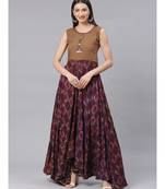multicolor Embroidered Anarkali Gown with Quirky Animal Prints and Wooden Buttons