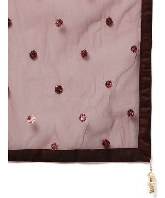 Maroon Mirror Embellished Cocktail gown with Sequin embroidered Dupatta 6