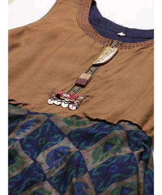 multicolor Embroidered Anarkali Gown with Quirky Animal Prints and Wooden Buttons 2