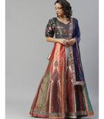 blue Bohemian Digital Printed Cocktail Embellished Gown with Net Dupatta