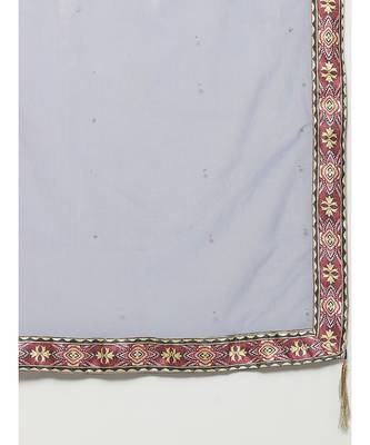 blue Bohemian Digital Printed Cocktail Embellished Gown with Net Dupatta 5