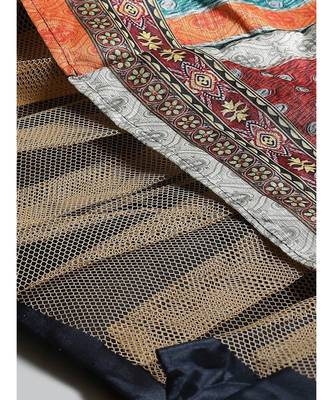blue Bohemian Digital Printed Cocktail Embellished Gown with Net Dupatta 6