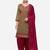 Olive Green & Maroon Color Embroidered Unstitched Dress Material
