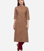 Brown Color HandWork Straight Kurta Set