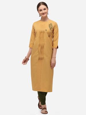 Yellow Color HandWork Straight Kurta Set 1