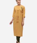 Yellow Color HandWork Straight Kurta Set