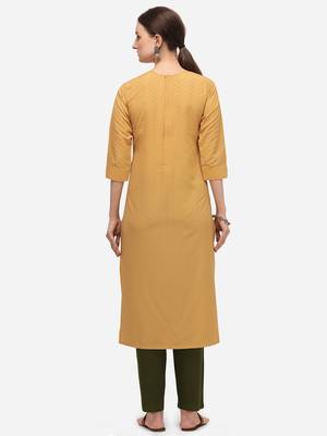 Yellow Color HandWork Straight Kurta Set 4