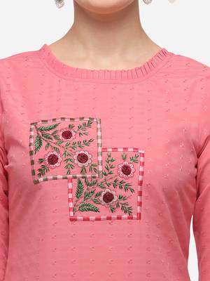 Pink Color HandWork Straight Kurta Set 3