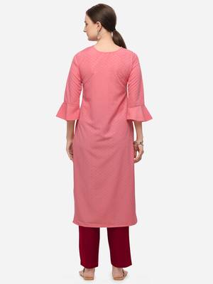 Pink Color HandWork Straight Kurta Set 4