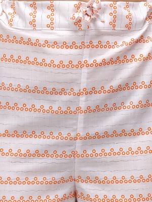 Orange & White Color Block Printed Checked Kurta Set 3