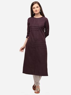 Wine Color Fancy Straight Kurta 1