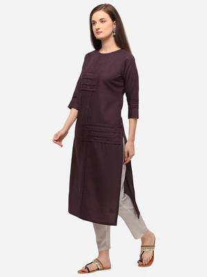Wine Color Fancy Straight Kurta 3