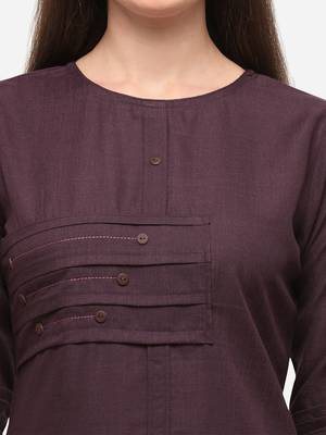 Wine Color Fancy Straight Kurta 4