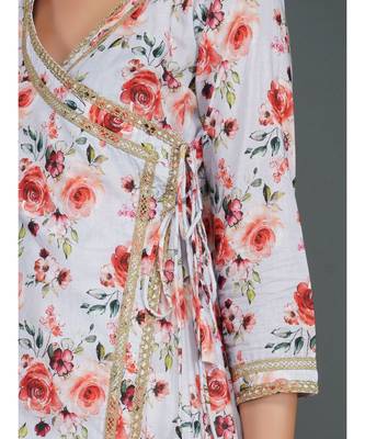 Purple cotton printed quarter sleeve stitched kurta 3
