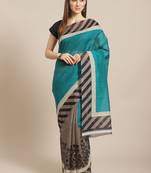 grey art silk printed saree with  blouse