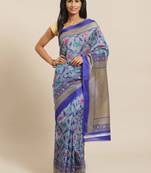 grey art silk printed   saree with  blouse