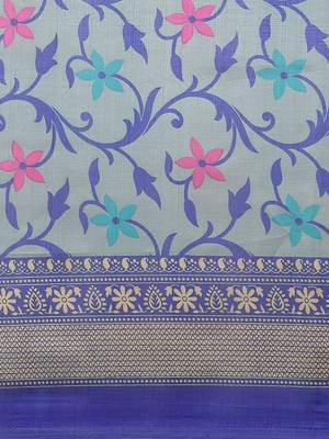 grey art silk printed   saree with  blouse 3