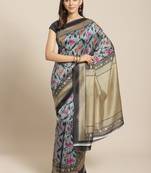 grey art silk printed   saree with  blouse