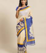white art silk printed   saree with  blouse