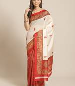 white art silk printed   saree with  blouse