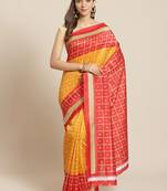 yellow art silk printed saree with  blouse