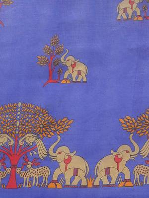 blue art silk printed   saree with  blouse 3