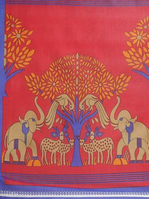 blue art silk printed   saree with  blouse 4