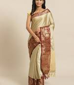 cream cotton woven   saree with  blouse