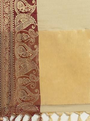 cream cotton woven   saree with  blouse 4