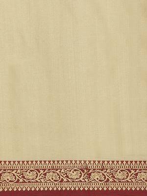 cream cotton woven   saree with  blouse 5