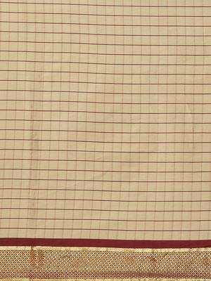 cream cotton woven   saree with  blouse 5