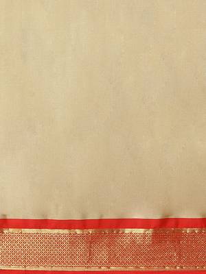 cream cotton woven   saree with  blouse 5