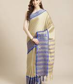 cream cotton woven   saree with  blouse