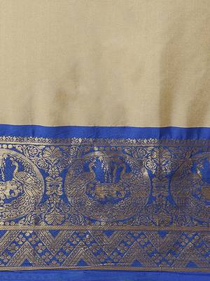 cream cotton woven   saree with  blouse 3