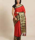 red cotton woven   saree with  blouse