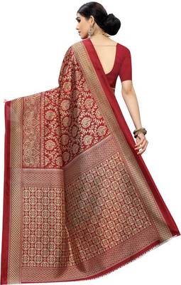 blue art silk printed   saree with  blouse 2