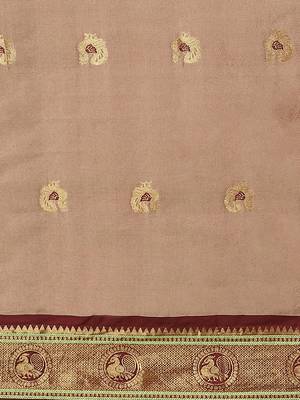 cream cotton woven   saree with  blouse 5