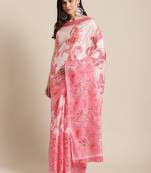 pink art silk printed   saree