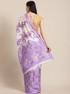 purple art silk printed   saree 2