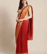 red chanderi printed   saree with  blouse