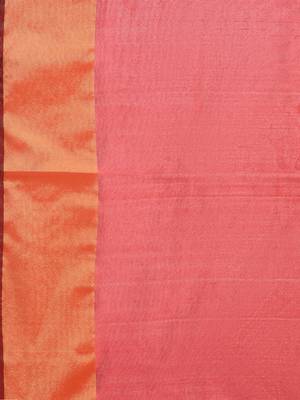 red chanderi printed   saree with  blouse 3