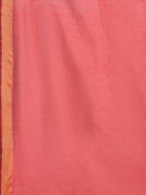 red chanderi printed   saree with  blouse 4