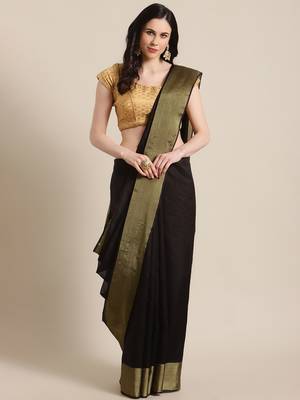 black chanderi printed   saree with  blouse 1