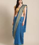blue chanderi printed   saree with  blouse