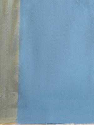 blue chanderi printed   saree with  blouse 4