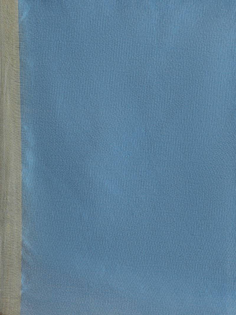 blue chanderi printed   saree with  blouse