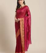 pink chanderi printed   saree with  blouse