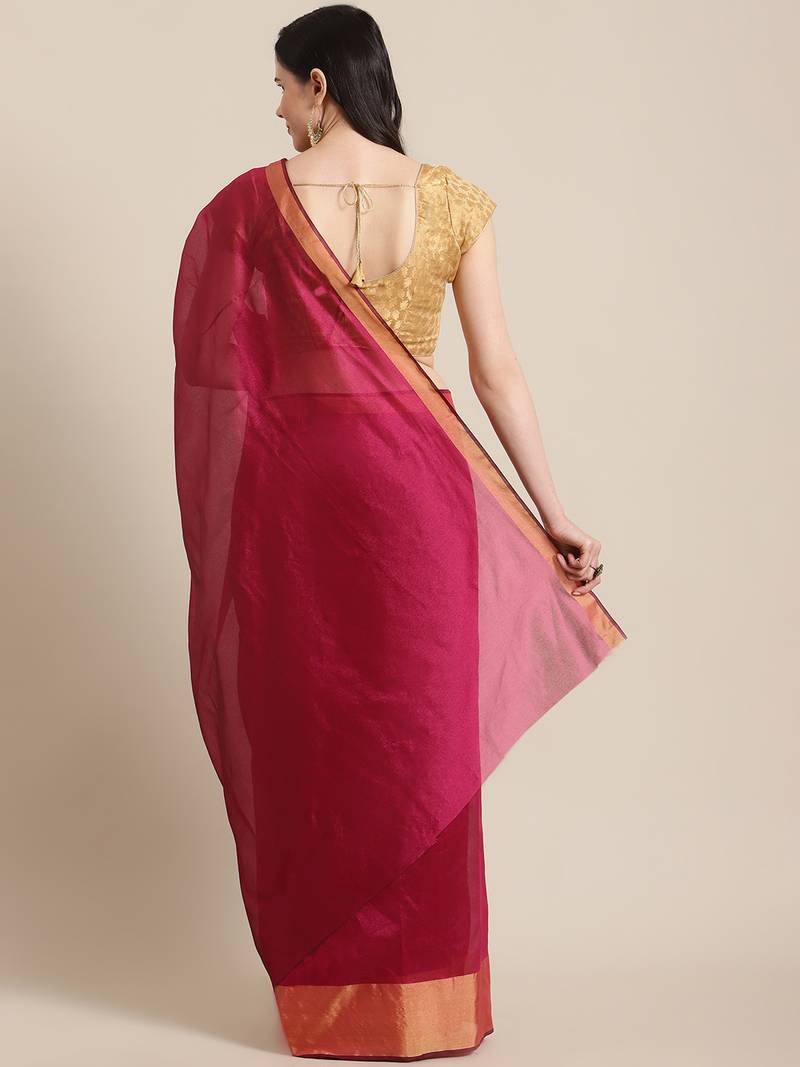 pink chanderi printed   saree with  blouse