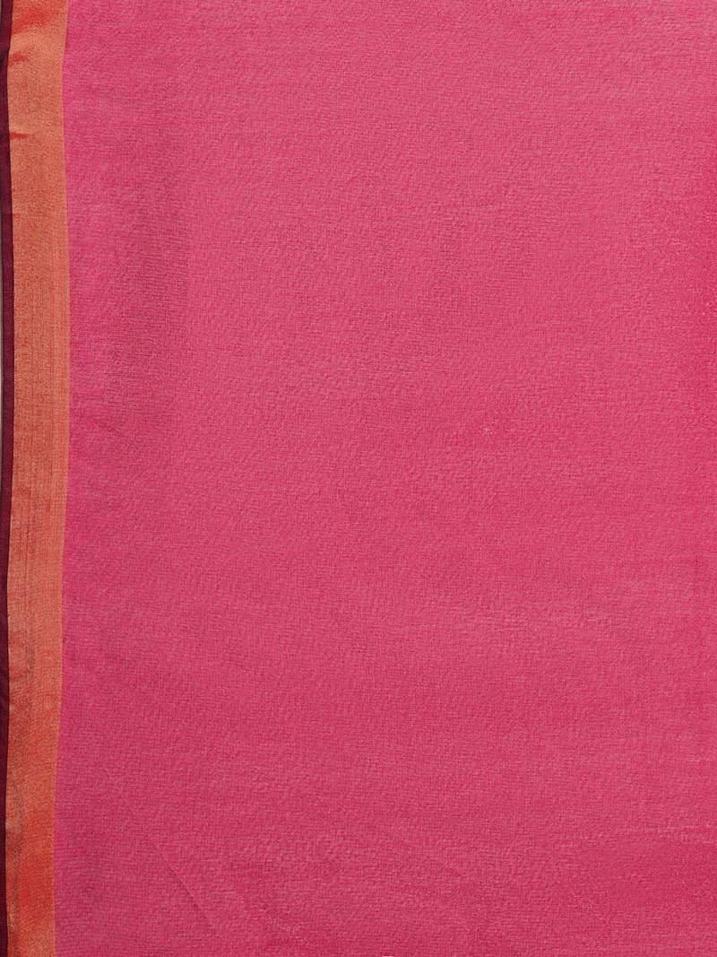 pink chanderi printed   saree with  blouse
