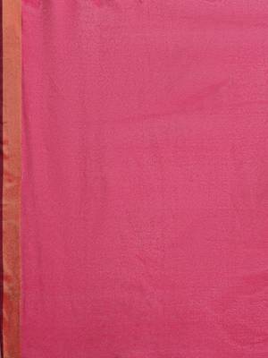 pink chanderi printed   saree with  blouse 4